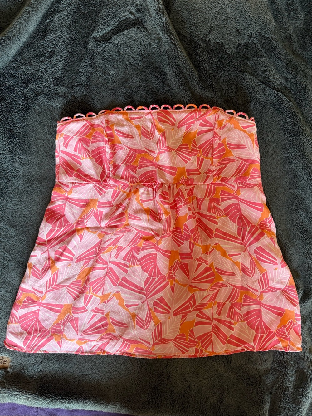 Lilly Pulitzer Pink & Orange Tropical Strapless Tube Top